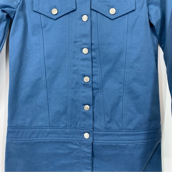 Zara Blue Button Down Long Sleeve Utility Mini Dress Fitted New Nwt Size XS - Picture 6 of 16